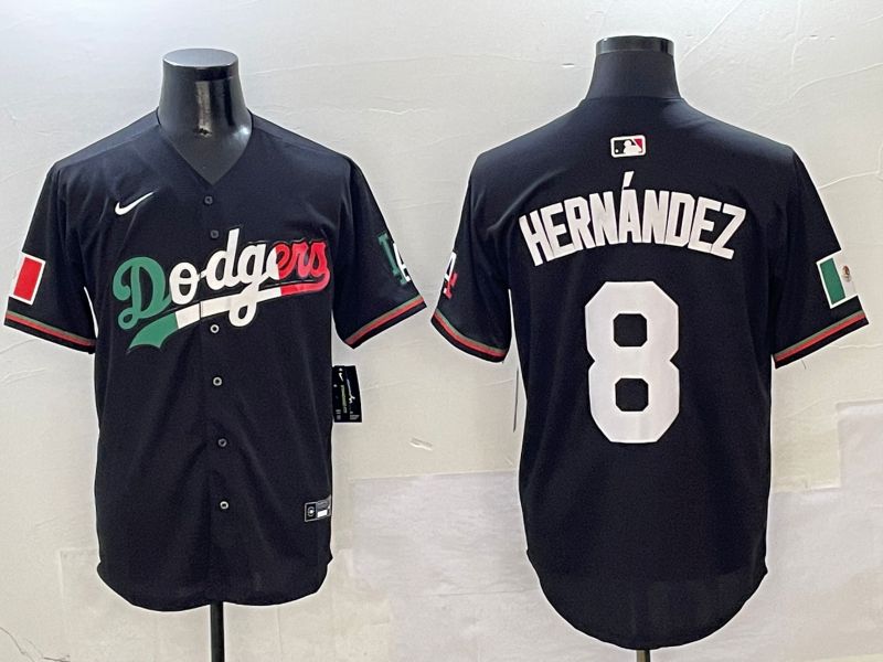 Men Los Angeles Dodgers 8 Hernandez Black Mexico Nike 2025 MLB Jersey style 1